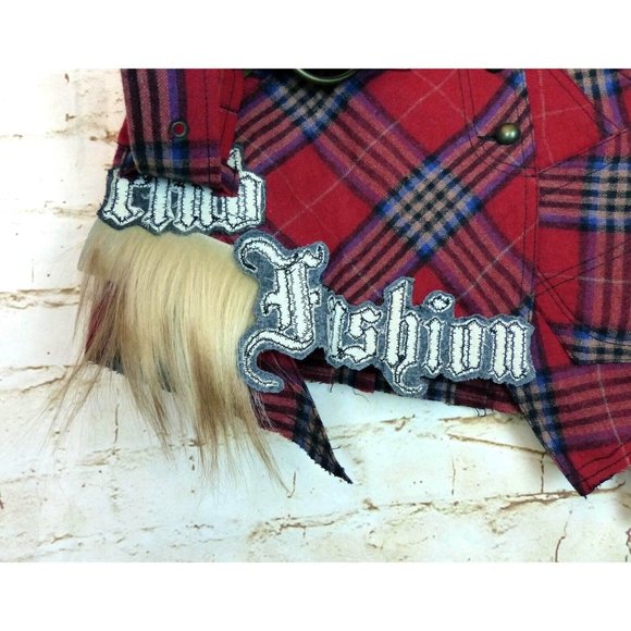 Atelier GX-2 France Womens VTG Y2K Asymmetrical Plaid Wool Skirt L Punk Grunge - Picture 4 of 11